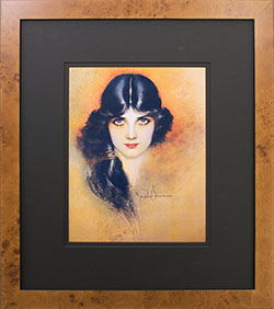 Framed Rolf Armstrong pin-up Reprint Lady w/Black Hair