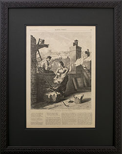 Framed 1872 Harpers Weekly; Love on the Rooftop NYC