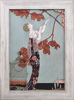 Framed 1914 Fashion Illustration reprint.