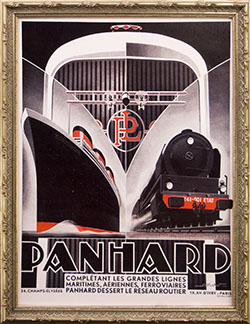 Framed Art Deco Panhard Poster Ad. 
