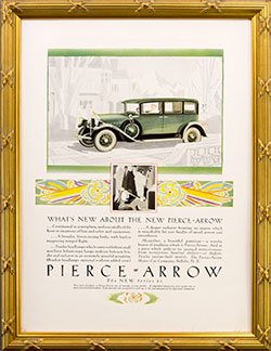 Framed 1928 Pierce Arrow Car Ad. Series 81.