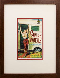 Framed Pulp Book Cover poster. Sin on Wheels.